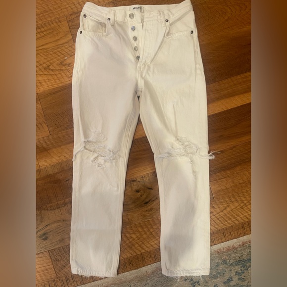 Agolde Riley high rise cropped straight distressed jeans size 26 - Picture 1 of 1